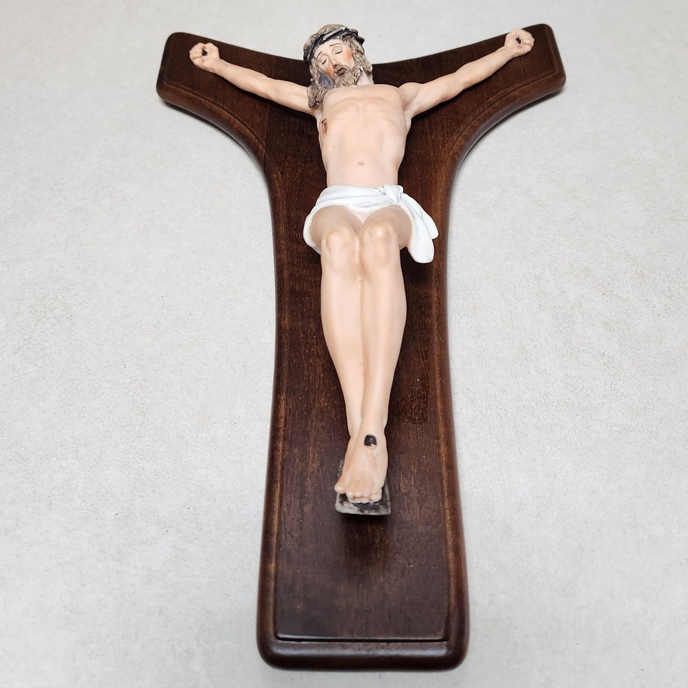 Giuseppe Armani Florence Crucifix 1980's Jesus Christ Wood Wall Plaque Italy 14"